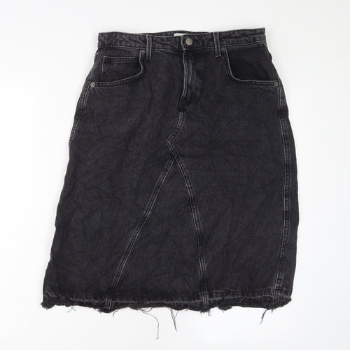ONLY Womens Black Cotton A-Line Skirt Size M Zip