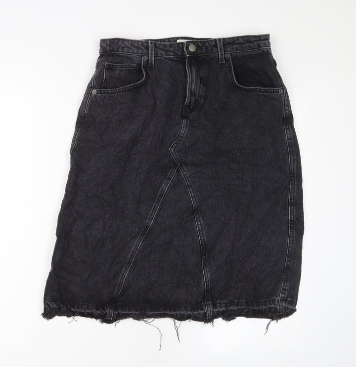 ONLY Womens Black Cotton A-Line Skirt Size M Zip