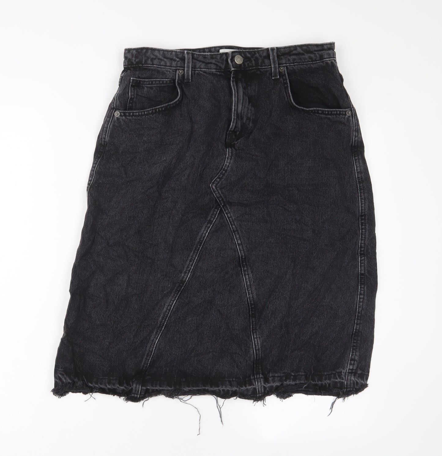 ONLY Womens Black Cotton A-Line Skirt Size M Zip