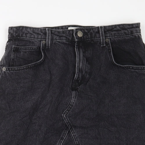 ONLY Womens Black Cotton A-Line Skirt Size M Zip