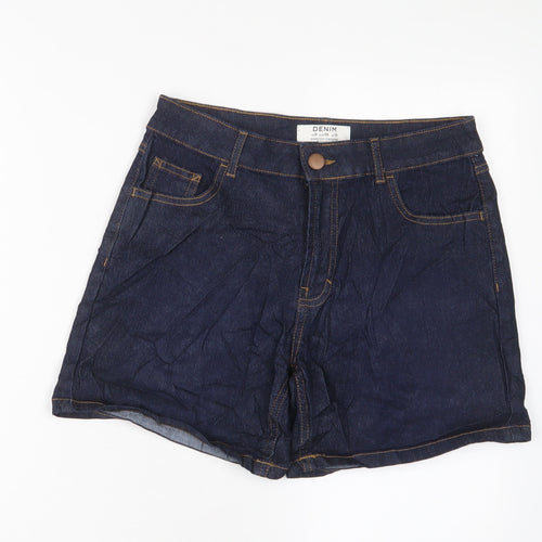 Dorothy Perkins Womens Blue Cotton Basic Shorts Size 10 L5 in Regular Zip