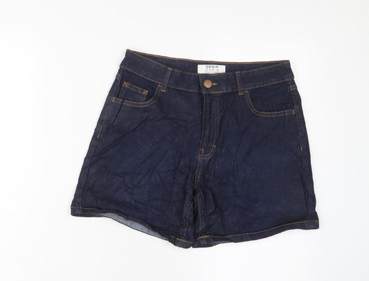 Dorothy Perkins Womens Blue Cotton Basic Shorts Size 10 L5 in Regular Zip