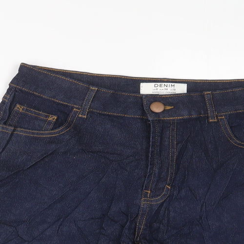 Dorothy Perkins Womens Blue Cotton Basic Shorts Size 10 L5 in Regular Zip