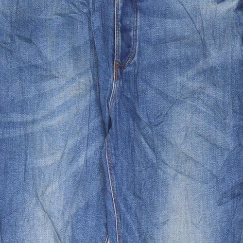 River Island Mens Blue Cotton Straight Jeans Size 34 in L30 in Regular Button