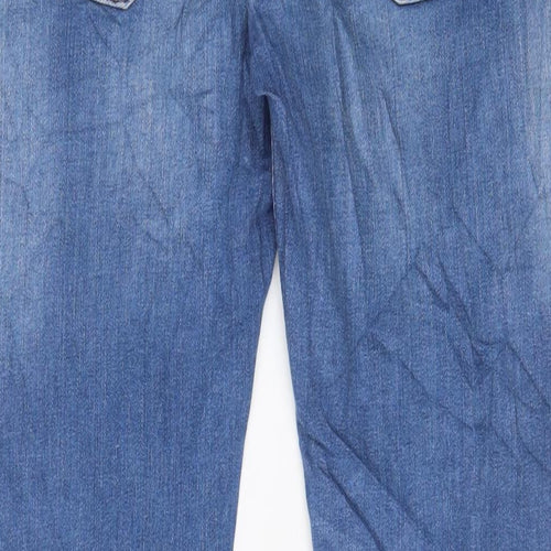 River Island Mens Blue Cotton Straight Jeans Size 34 in L30 in Regular Button