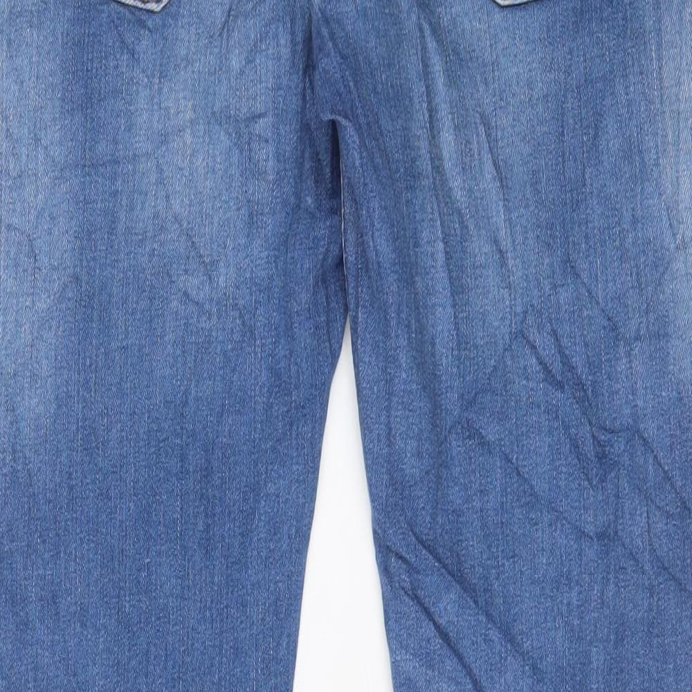 River Island Mens Blue Cotton Straight Jeans Size 34 in L30 in Regular Button