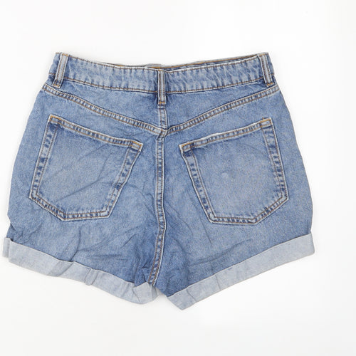 H&M Womens Blue Cotton Basic Shorts Size 10 L3 in Regular Zip