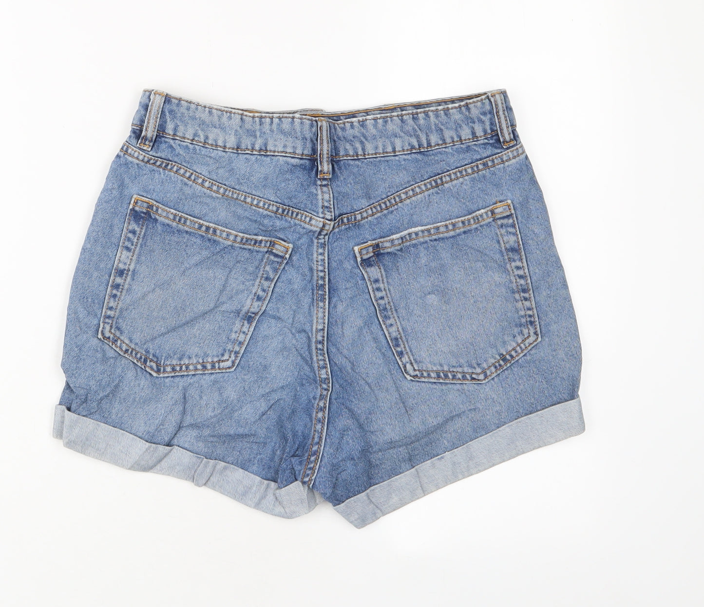 H&M Womens Blue Cotton Basic Shorts Size 10 L3 in Regular Zip