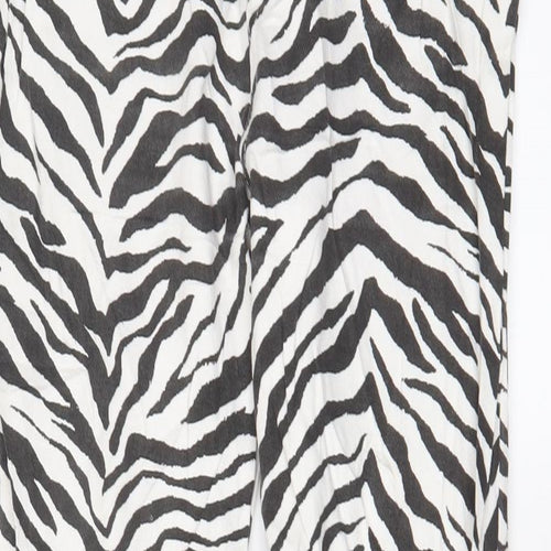Mango Womens White Animal Print Cotton Straight Jeans Size 10 L30 in Regular Zip