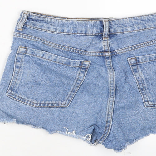 Topshop Womens Blue Cotton Basic Shorts Size 10 Regular Zip