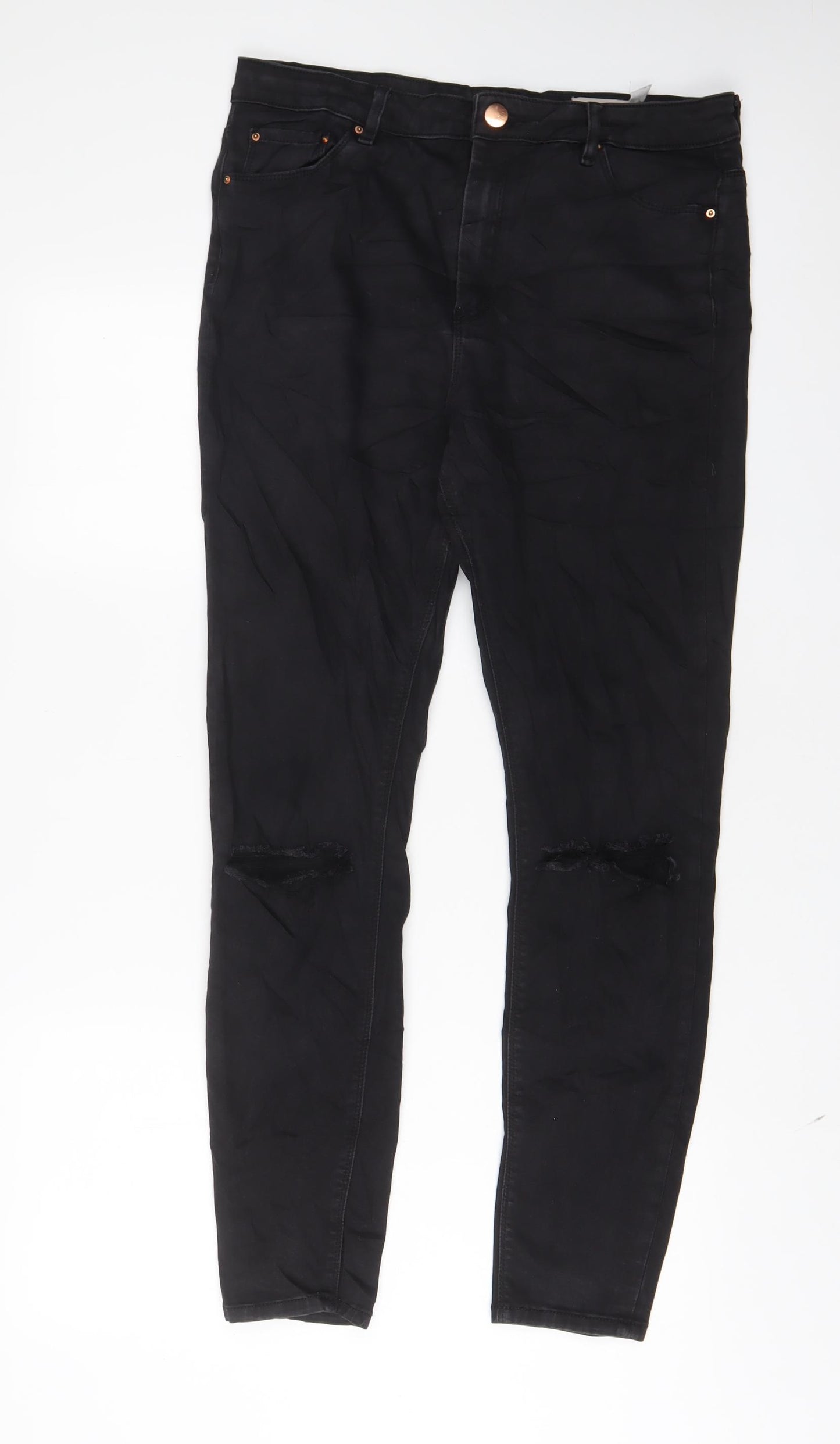 ASOS Womens Black Cotton Skinny Jeans Size 32 in L34 in Regular Zip