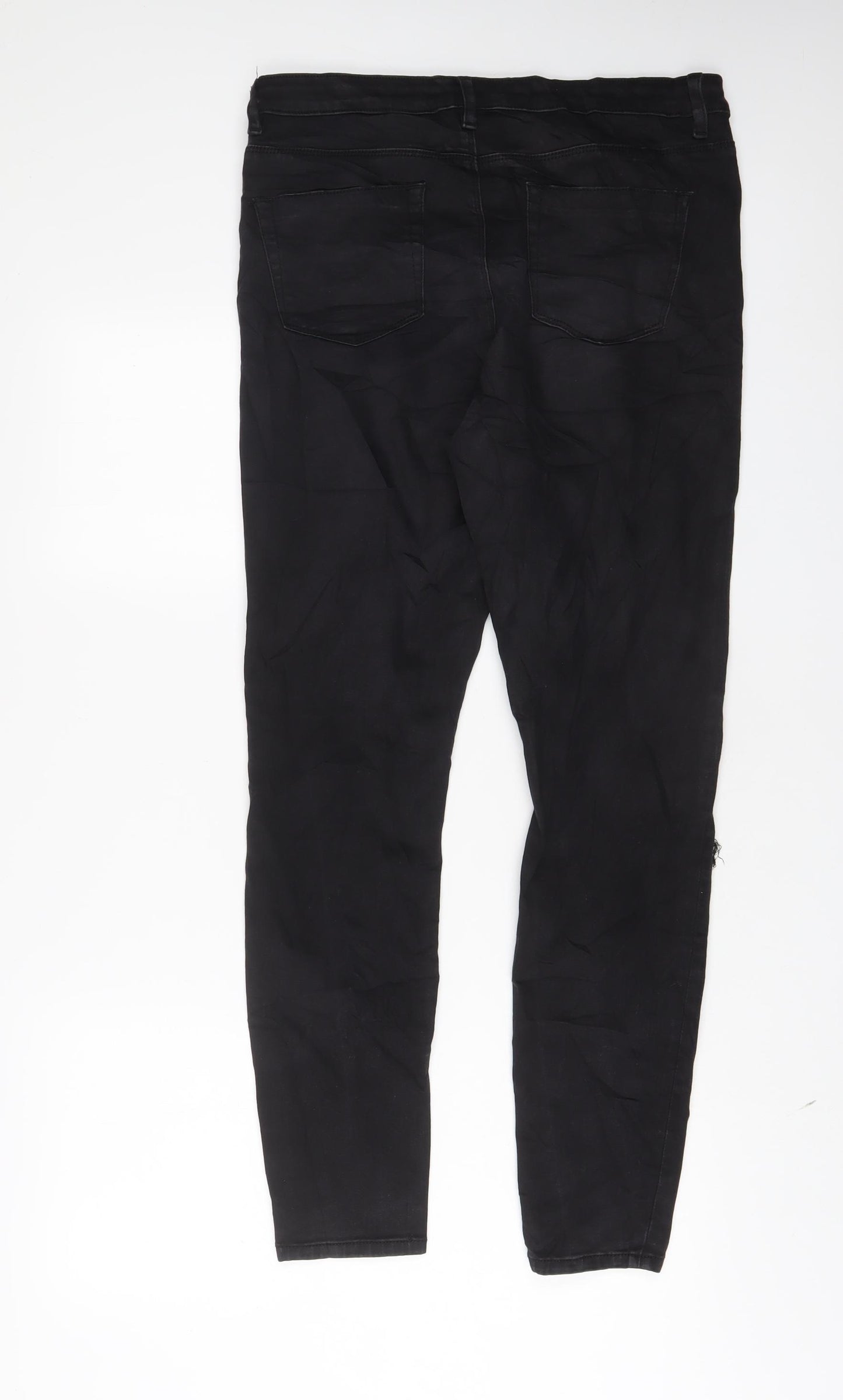 ASOS Womens Black Cotton Skinny Jeans Size 32 in L34 in Regular Zip