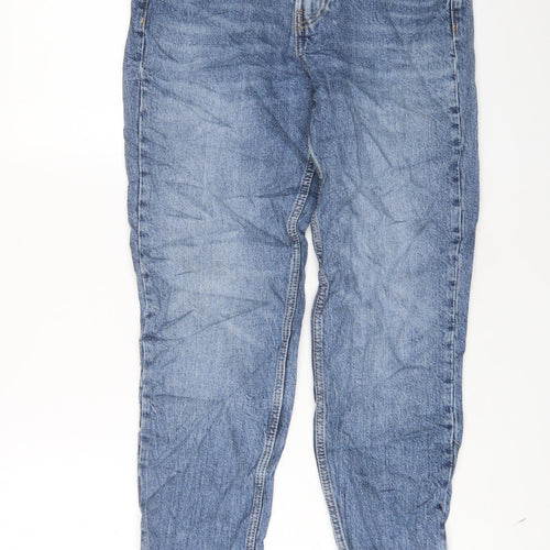 Zara Womens Blue Cotton Mom Jeans Size 8 L29 in Regular Zip