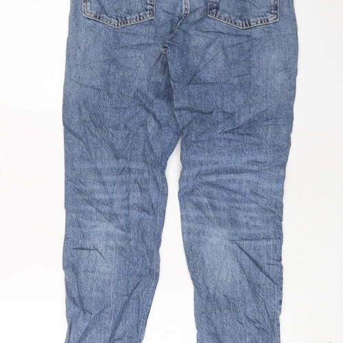 Zara Womens Blue Cotton Mom Jeans Size 8 L29 in Regular Zip