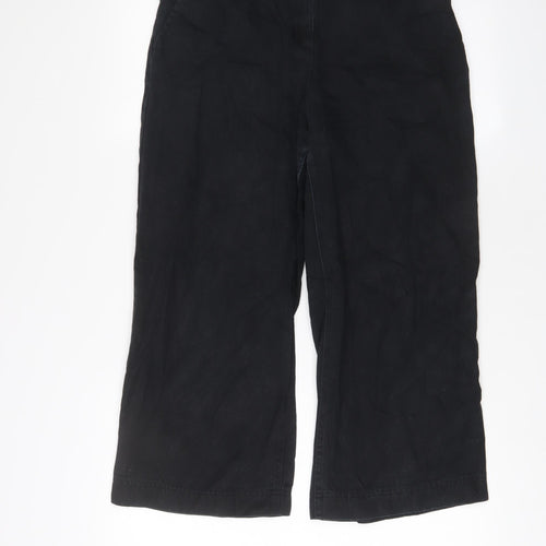 John Lewis Womens Black Cotton Wide-Leg Jeans Size 8 L23 in Regular Zip