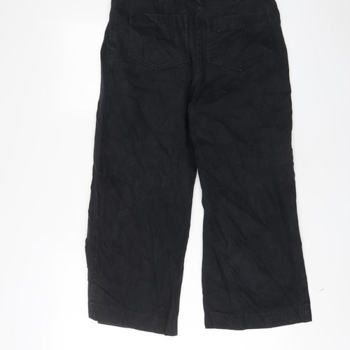 John Lewis Womens Black Cotton Wide-Leg Jeans Size 8 L23 in Regular Zip