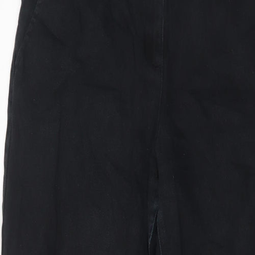 John Lewis Womens Black Cotton Wide-Leg Jeans Size 8 L23 in Regular Zip