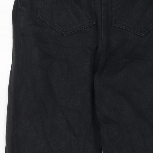 John Lewis Womens Black Cotton Wide-Leg Jeans Size 8 L23 in Regular Zip