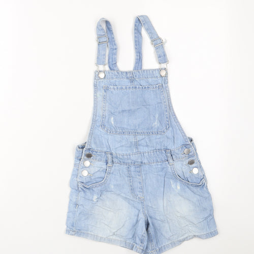NEXT Girls Blue Cotton Dungaree One-Piece Size 10 Years Button