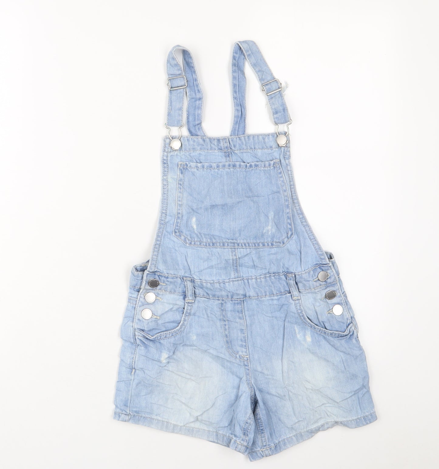 NEXT Girls Blue Cotton Dungaree One-Piece Size 10 Years Button