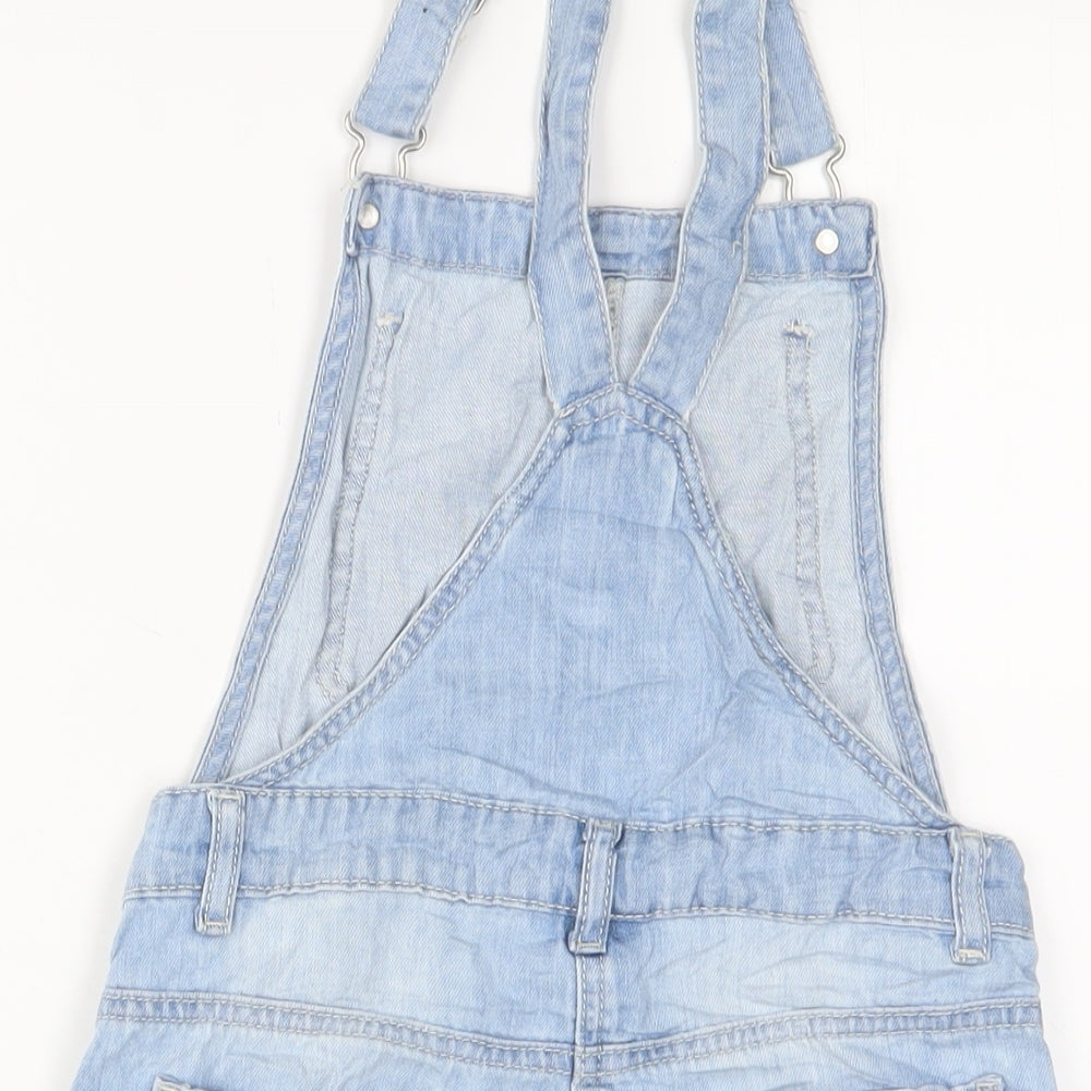 NEXT Girls Blue Cotton Dungaree One-Piece Size 10 Years Button