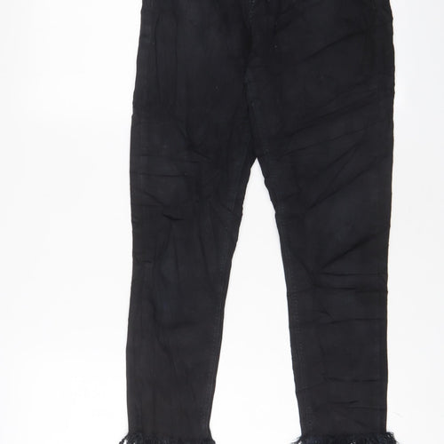 Topshop Womens Black Cotton Skinny Jeans Size 28 in L30 in Regular Zip