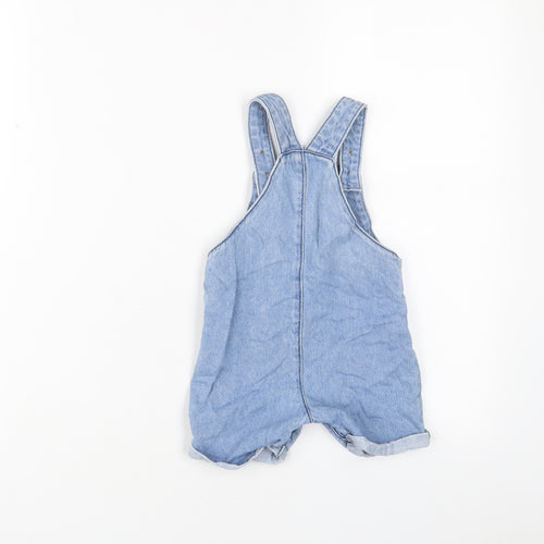 F&F Baby Blue Cotton Dungaree One-Piece Size 6-9 Months Button