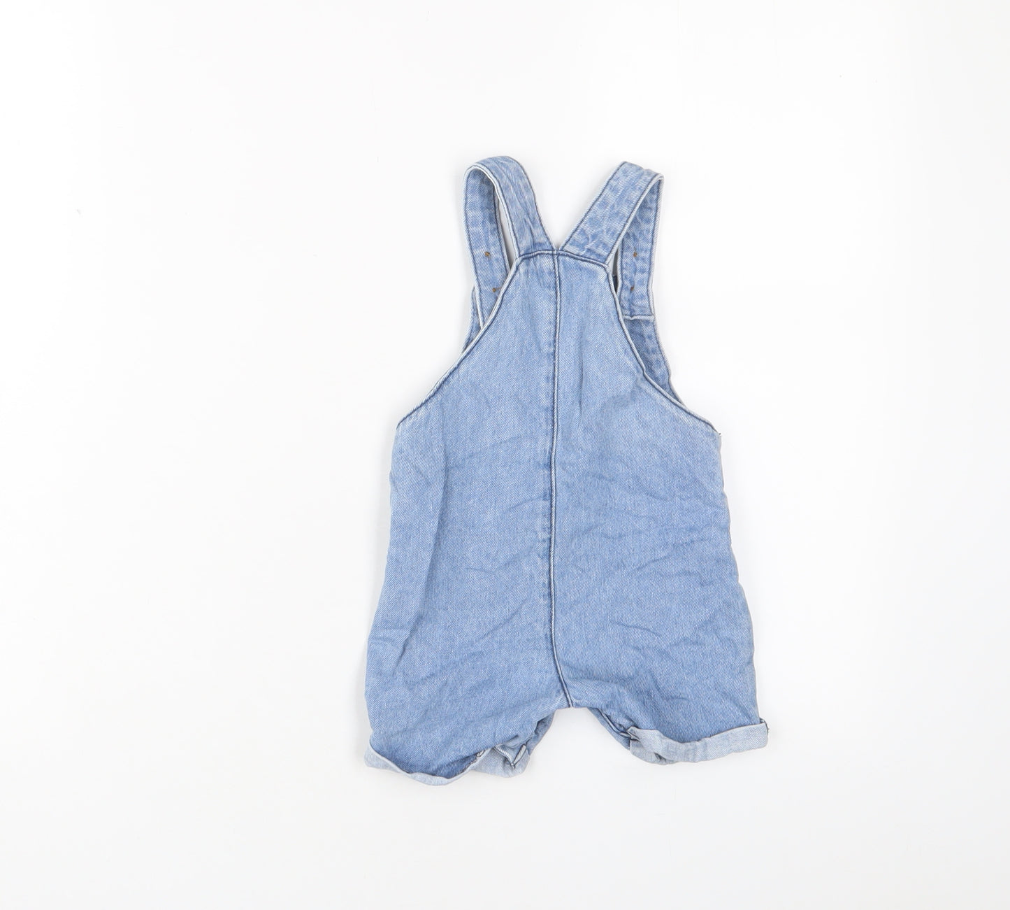 F&F Baby Blue Cotton Dungaree One-Piece Size 6-9 Months Button