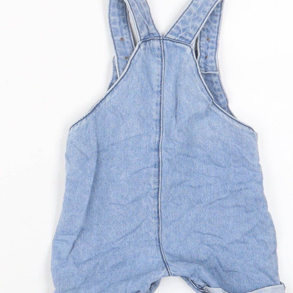 F&F Baby Blue Cotton Dungaree One-Piece Size 6-9 Months Button