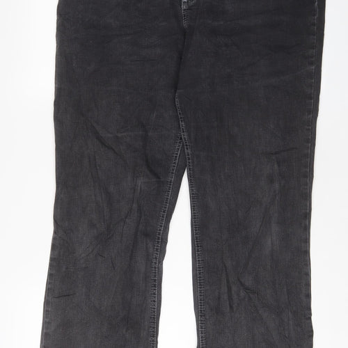 Marks and Spencer Womens Grey Cotton Straight Jeans Size 20 L31 in Regular Zip