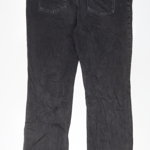 Marks and Spencer Womens Grey Cotton Straight Jeans Size 20 L31 in Regular Zip