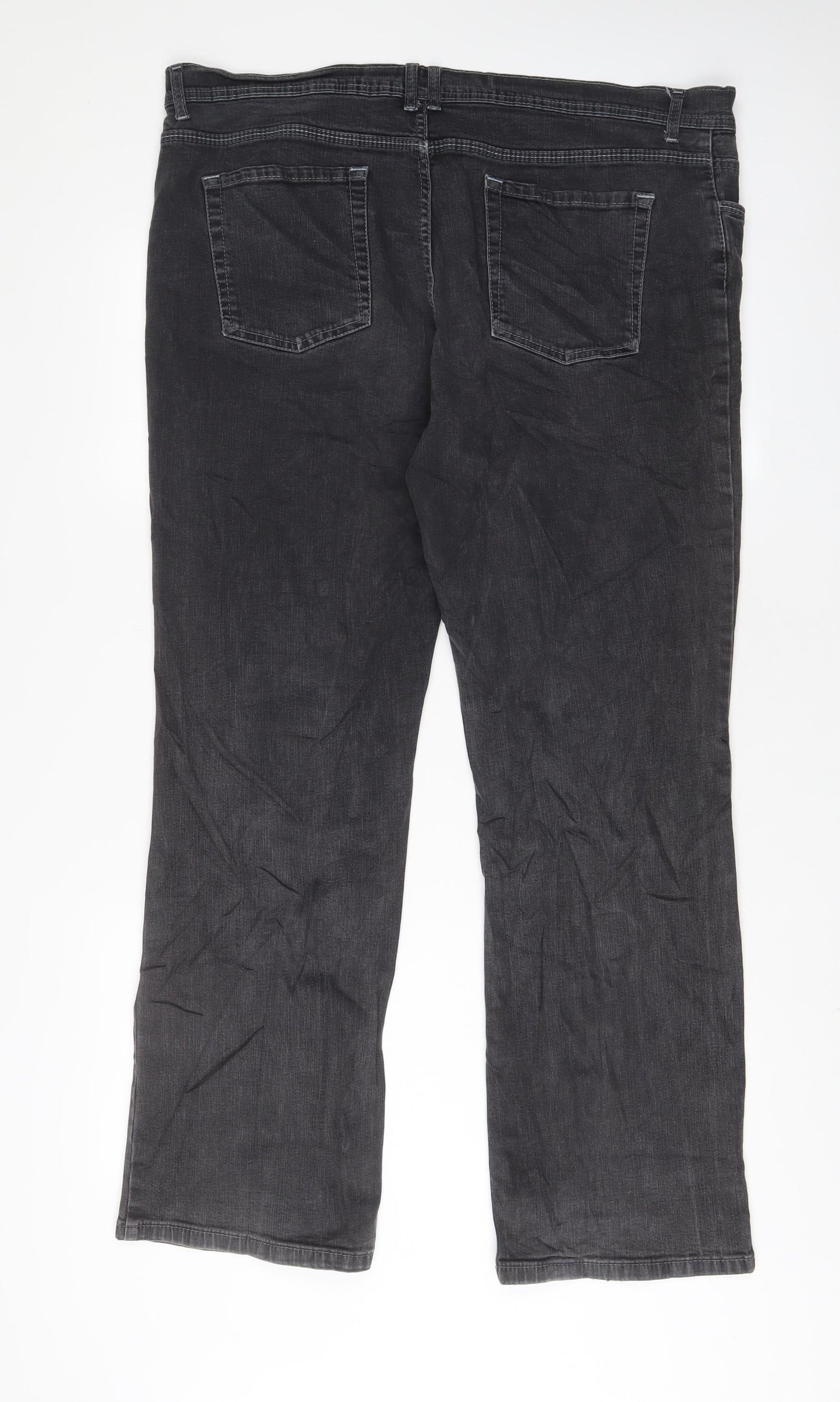 Marks and Spencer Womens Grey Cotton Straight Jeans Size 20 L31 in Regular Zip