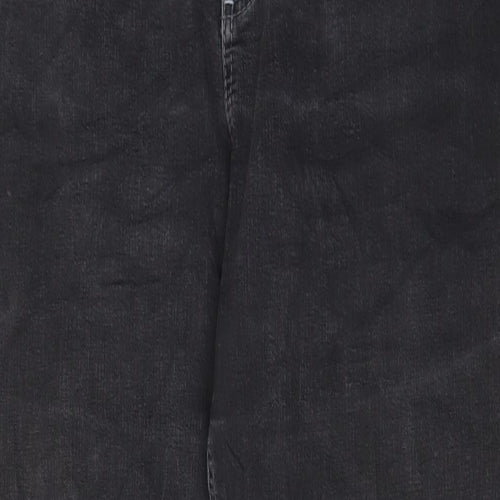 Marks and Spencer Womens Grey Cotton Straight Jeans Size 20 L31 in Regular Zip