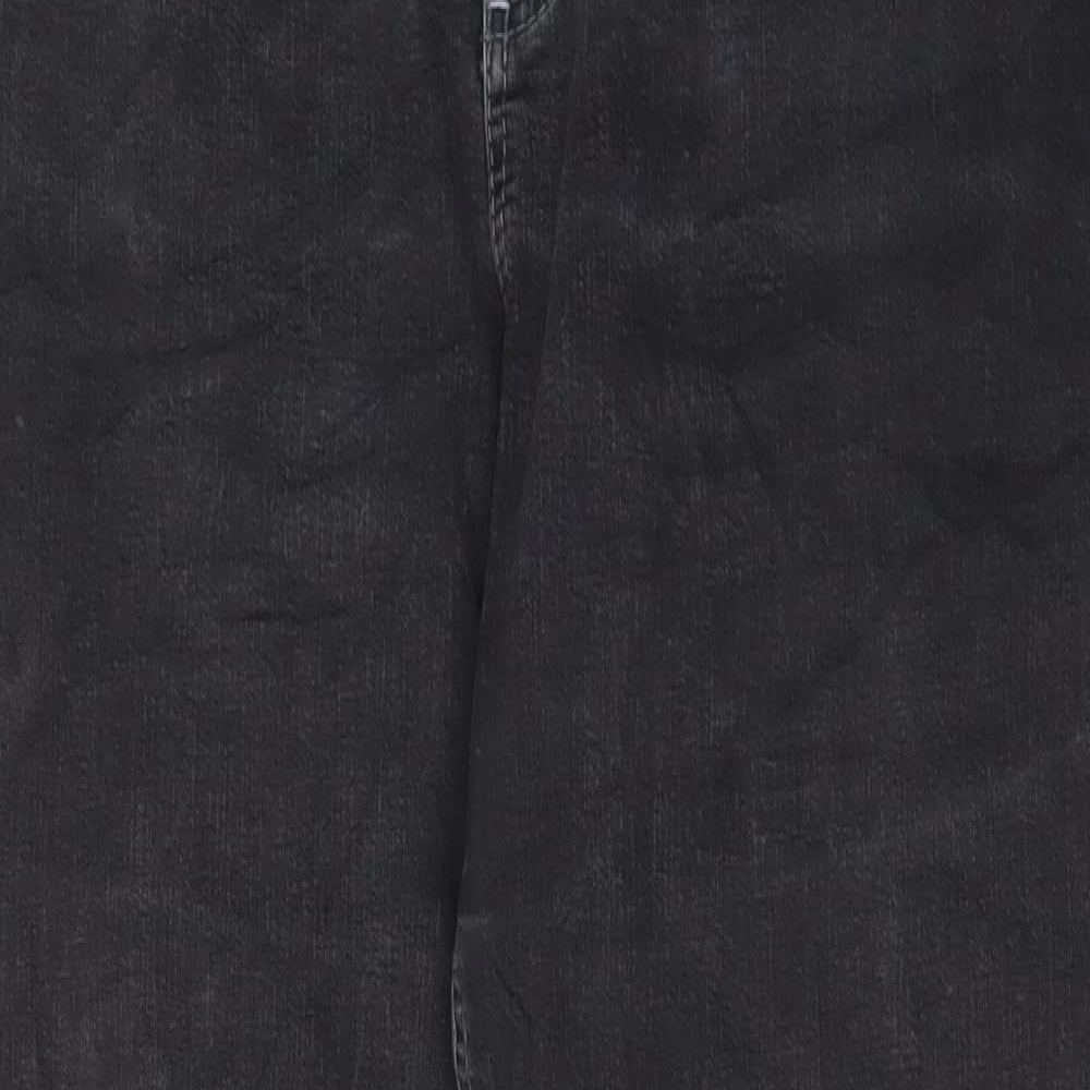 Marks and Spencer Womens Grey Cotton Straight Jeans Size 20 L31 in Regular Zip