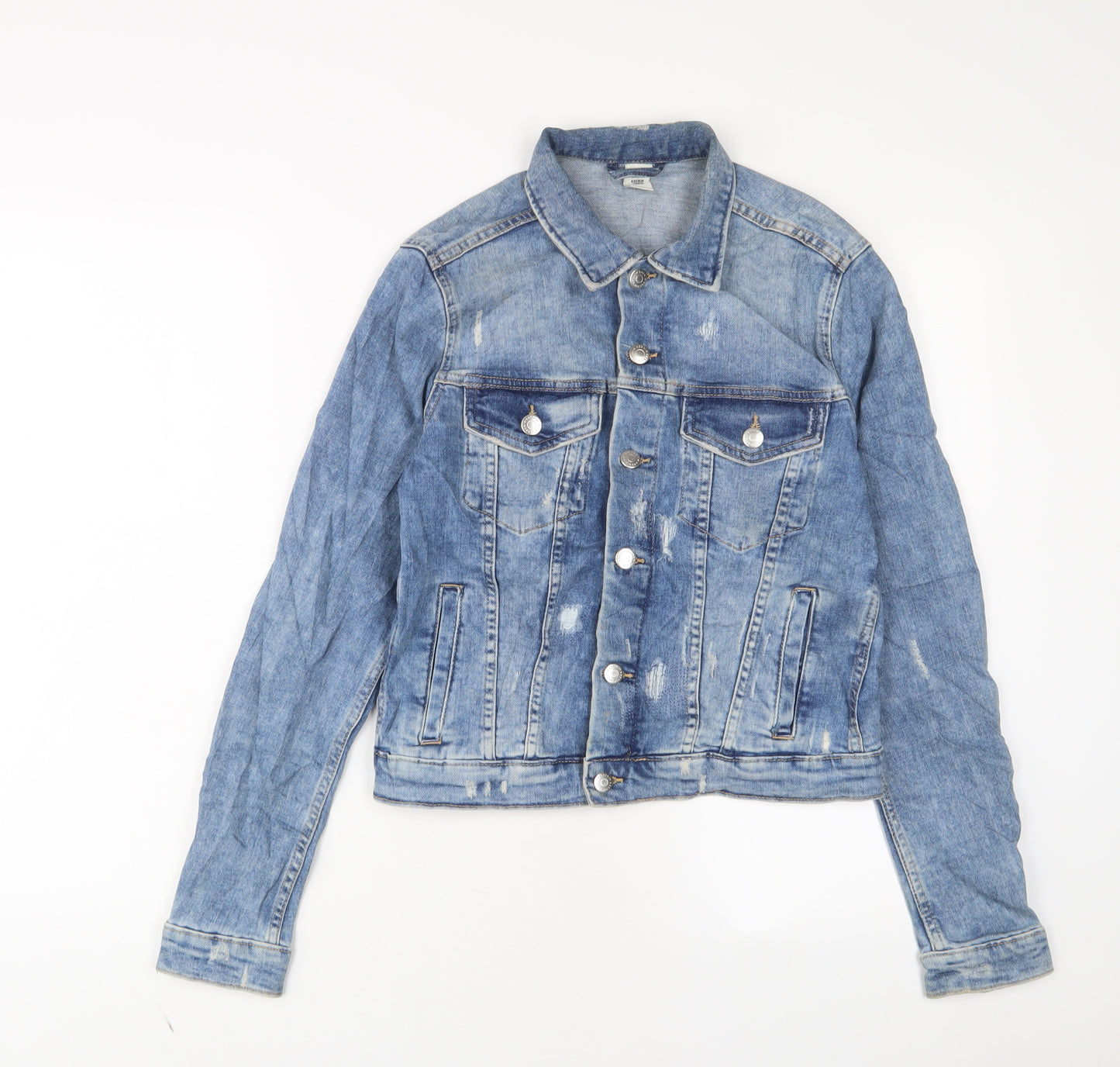 H&M Womens Blue Jacket Size 12 Button