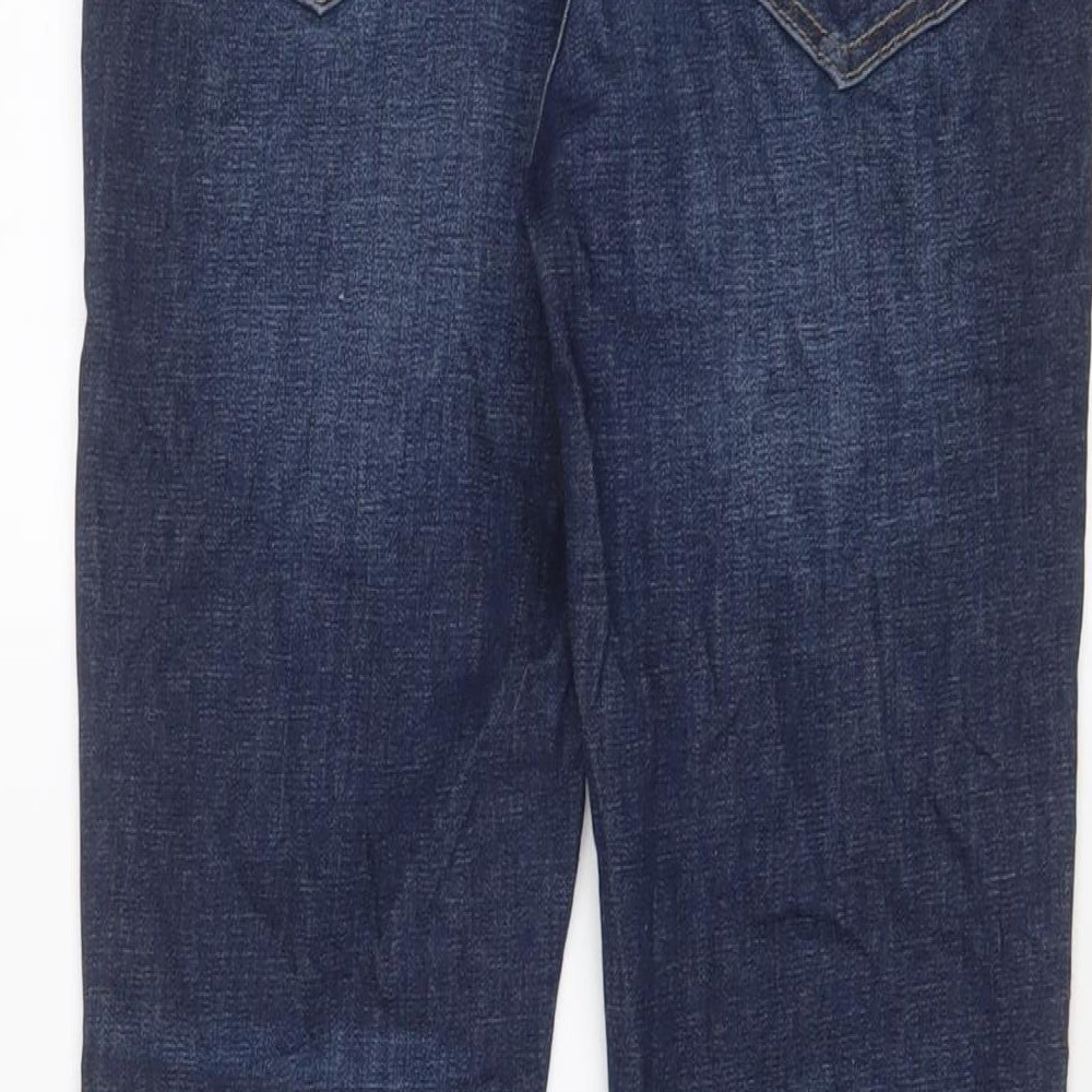 Marks and Spencer Girls Blue Cotton Straight Jeans Size 11-12 Years L26 in Regular Zip - Adjustable waist