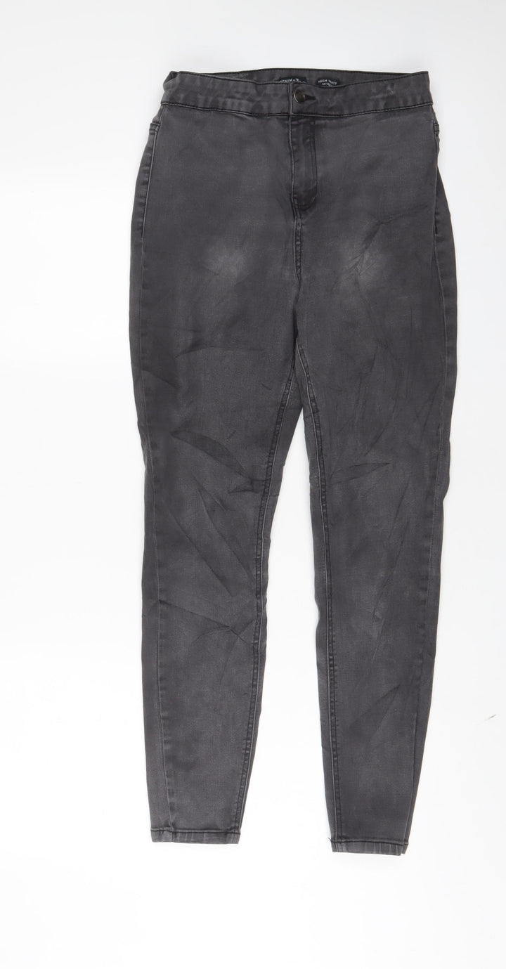 TU Womens Grey Cotton Skinny Jeans Size 14 L27 in Regular Zip