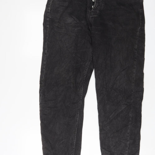 Topman Mens Black Cotton Straight Jeans Size 32 in L32 in Regular Button