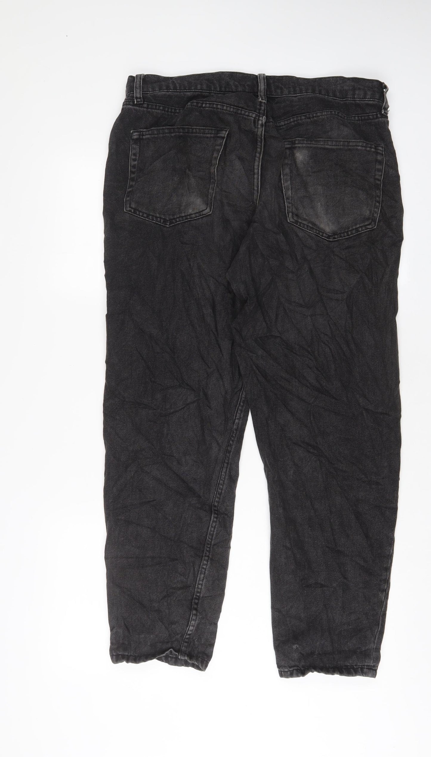 Topman Mens Black Cotton Straight Jeans Size 32 in L32 in Regular Button