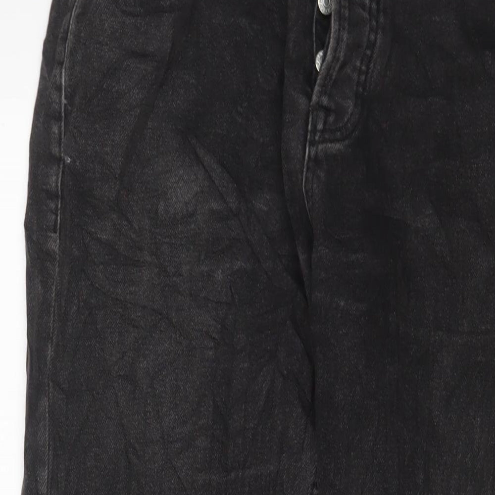 Topman Mens Black Cotton Straight Jeans Size 32 in L32 in Regular Button