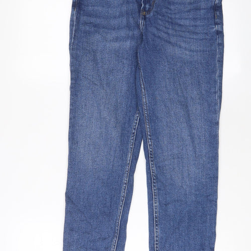 Denim & Co. Womens Blue Cotton Straight Jeans Size 8 L27 in Regular Zip