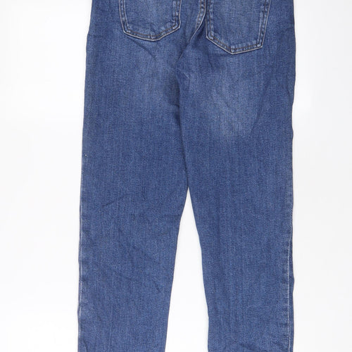 Denim & Co. Womens Blue Cotton Straight Jeans Size 8 L27 in Regular Zip