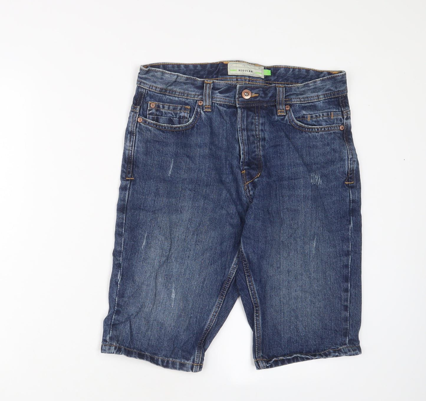 NEXT Mens Blue Cotton Bermuda Shorts Size 30 in L12 in Regular Button