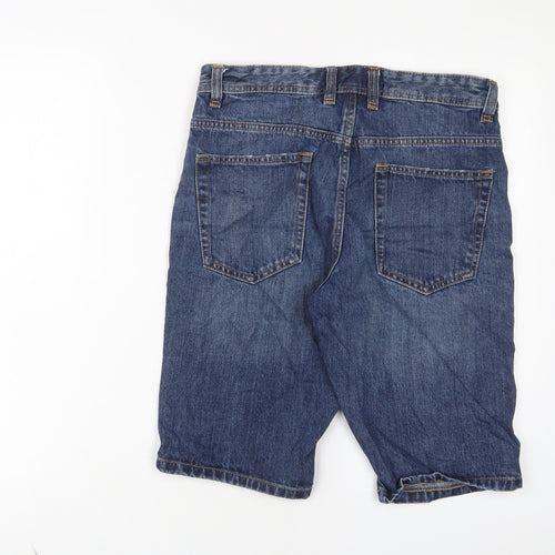 NEXT Mens Blue Cotton Bermuda Shorts Size 30 in L12 in Regular Button