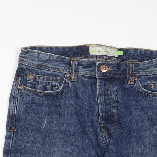 NEXT Mens Blue Cotton Bermuda Shorts Size 30 in L12 in Regular Button