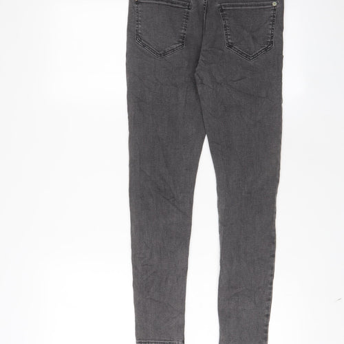 River Island Girls Grey Cotton Skinny Jeans Size 12 Years L26 in Regular Zip - Adjustable waist