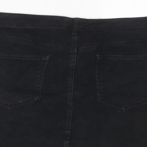 Very Womens Black Cotton A-Line Skirt Size 20 Zip