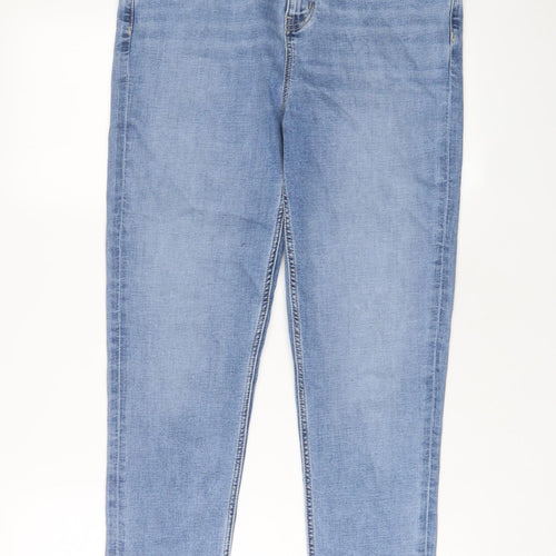 Marks and Spencer Womens Blue Cotton Skinny Jeans Size 12 L31 in Regular Zip