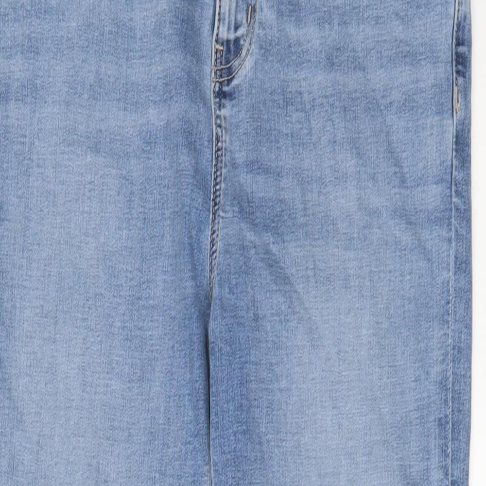 Marks and Spencer Womens Blue Cotton Skinny Jeans Size 12 L31 in Regular Zip