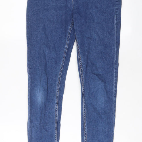 Marks and Spencer Womens Blue Cotton Skinny Jeans Size 10 L28 in Regular Zip
